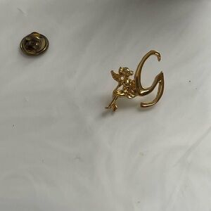 Gold Angel Initial Brooch